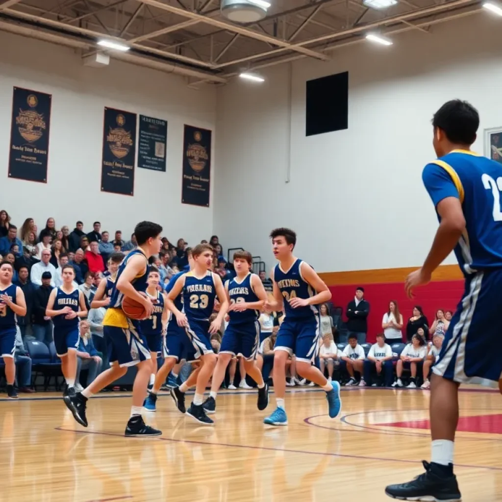 Josh Pratt in action during a high school basketball game
