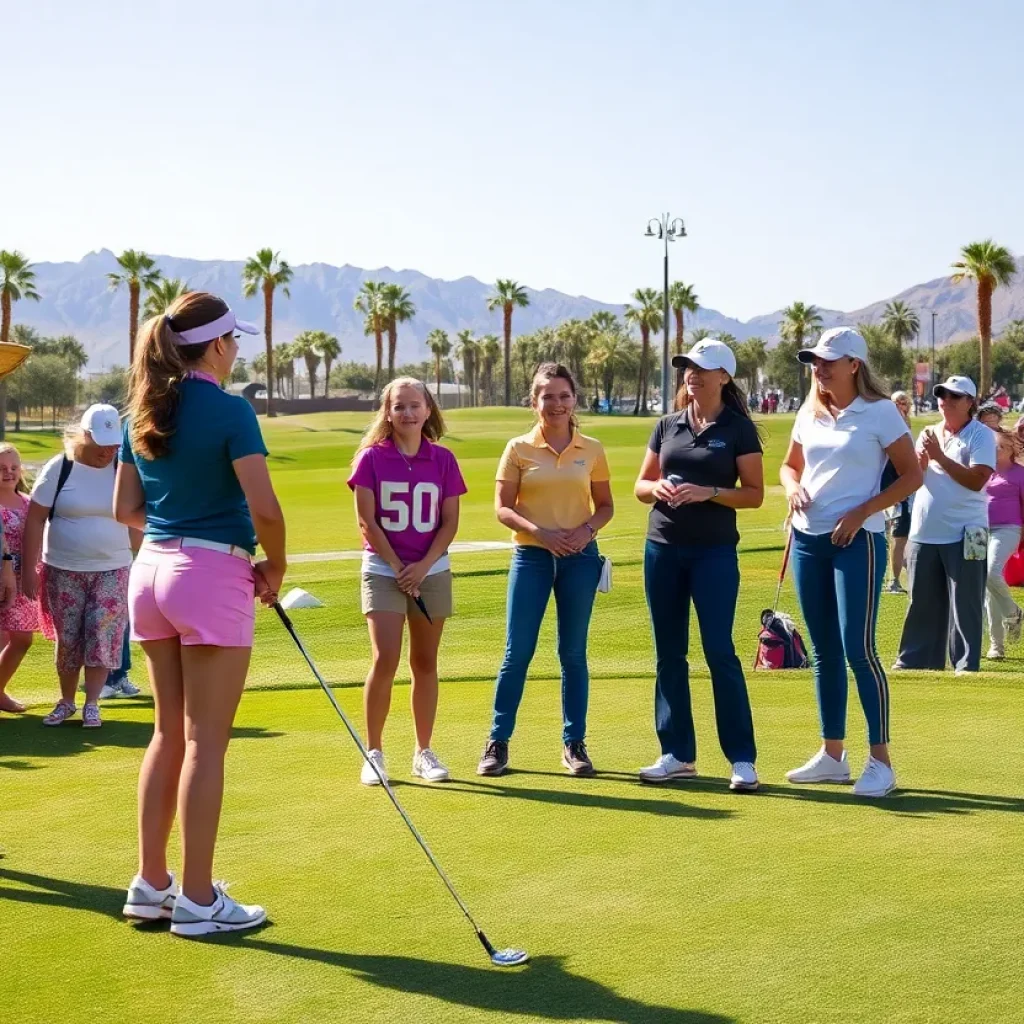 Junior golfer competing in a match on a golf course in Las Vegas