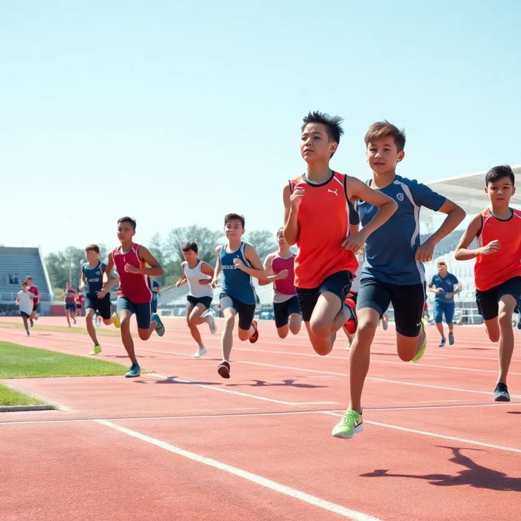 Young athletes competing in the Junior Olympics