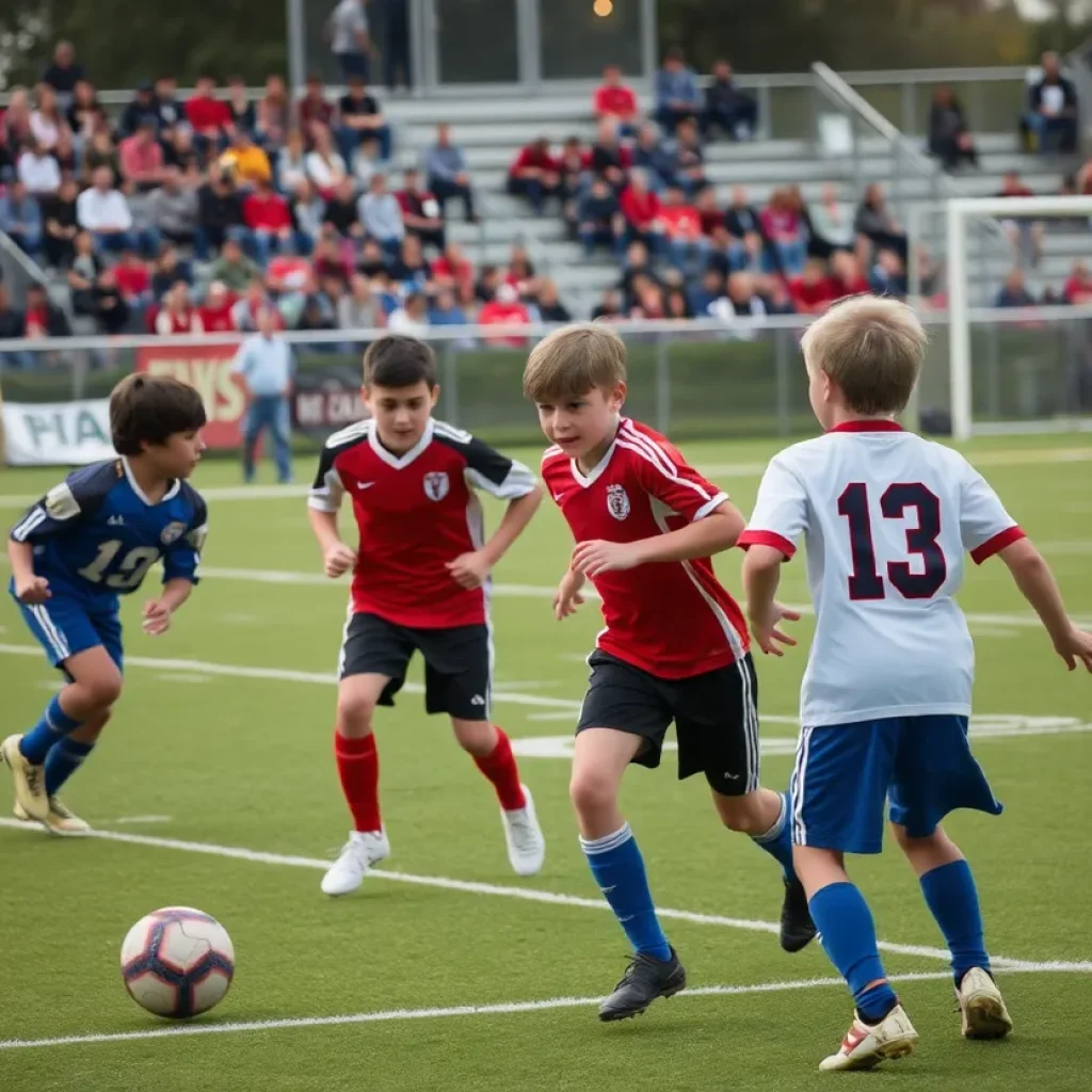 Dramatic moment in a youth football game