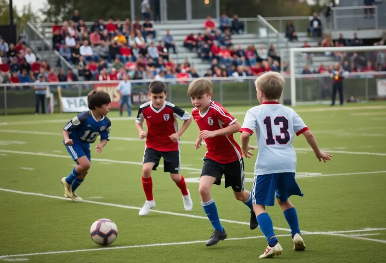 Dramatic moment in a youth football game