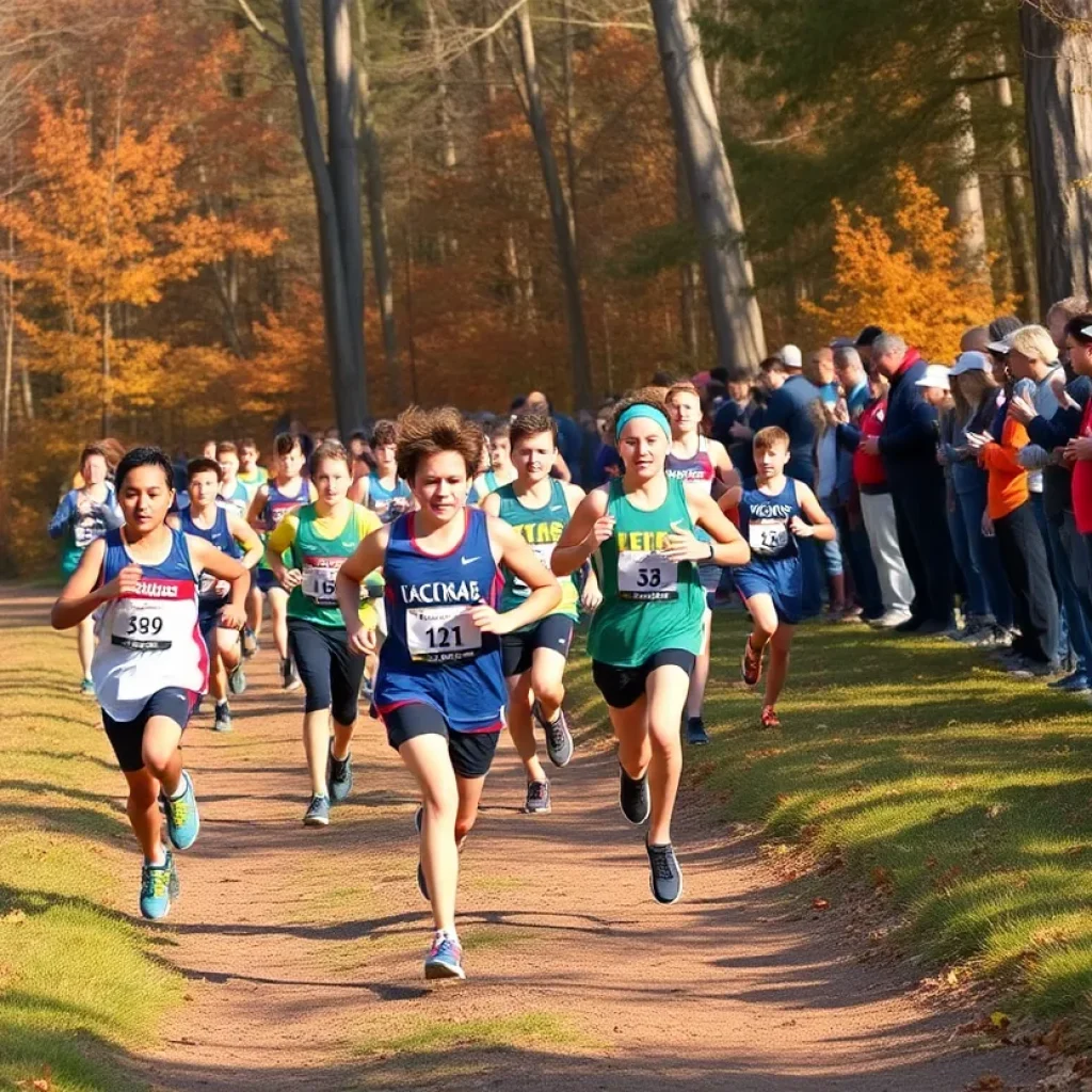 High school athletes competing in a cross country race