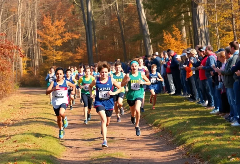 High school athletes competing in a cross country race
