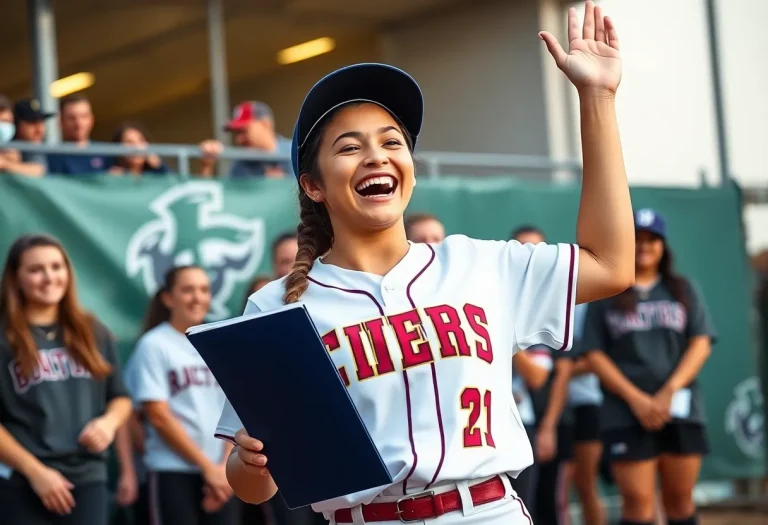 Celebration of a softball player's commitment to university