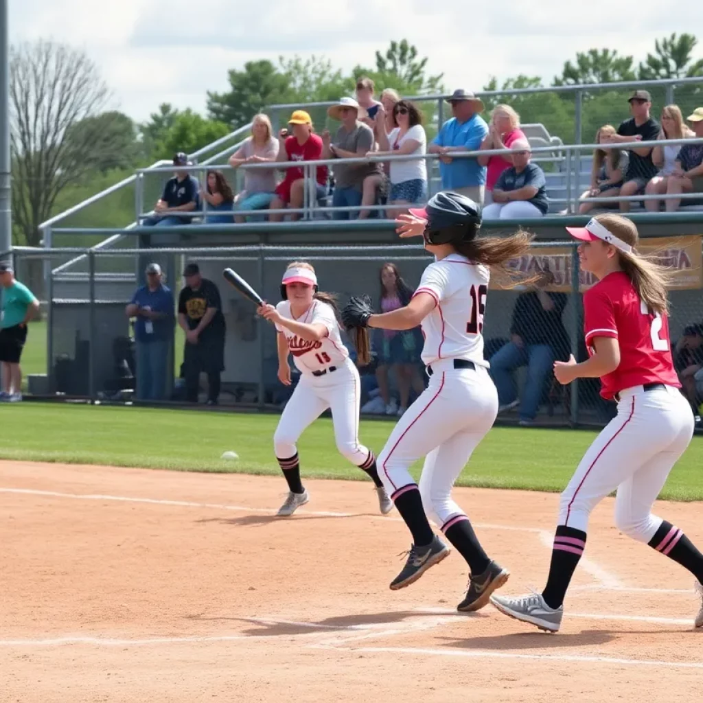 Lincoln Southwest softball team celebrating a win on the field