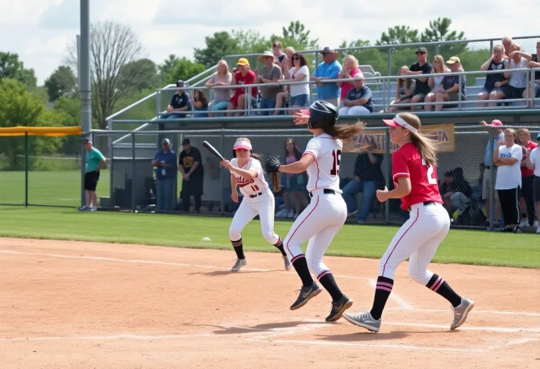Lincoln Southwest softball team celebrating a win on the field