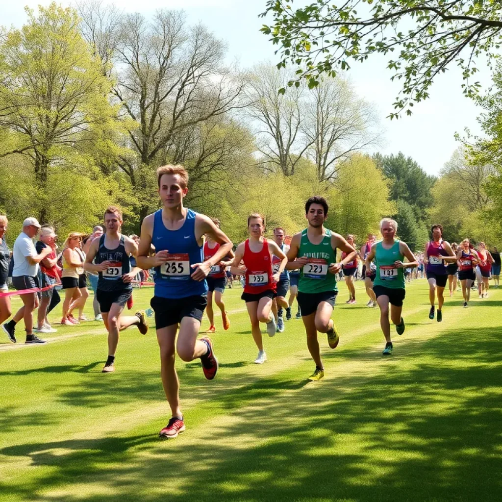Cross country runners competing at the Manchester Invitational