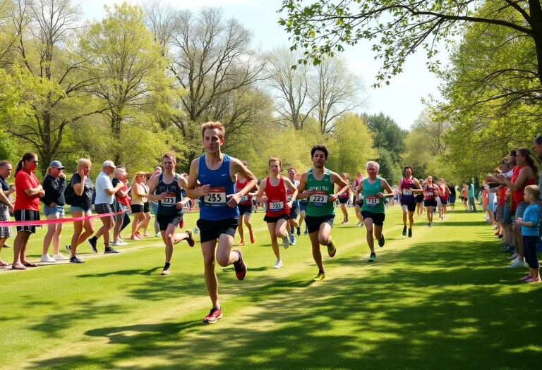 Cross country runners competing at the Manchester Invitational