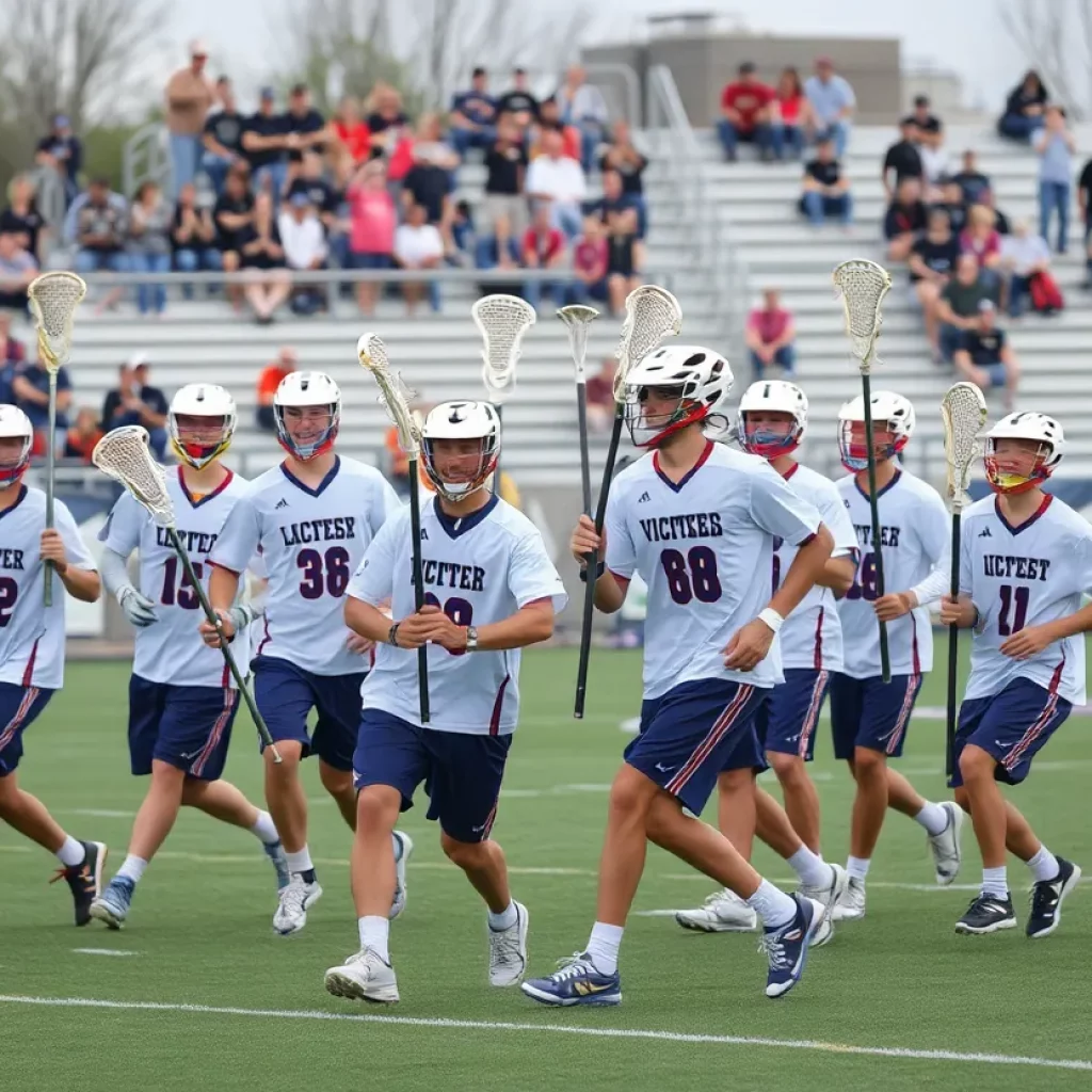 Men's lacrosse team in action during a game