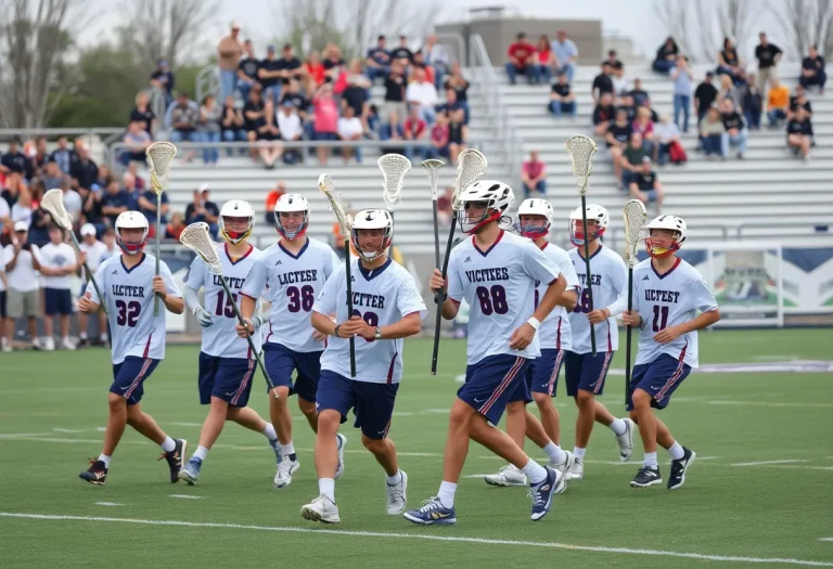 Men's lacrosse team in action during a game