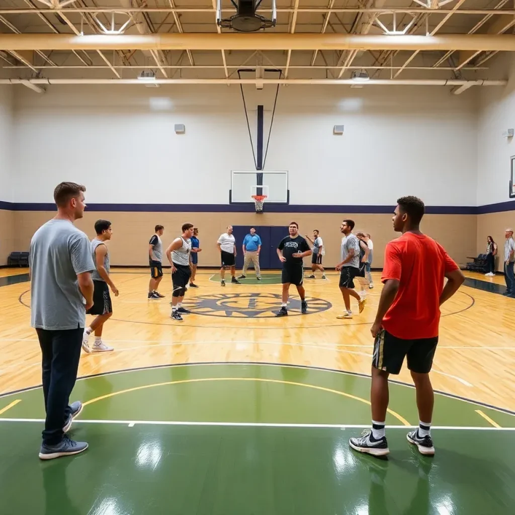 Girls' basketball practice at Marian Catholic High School