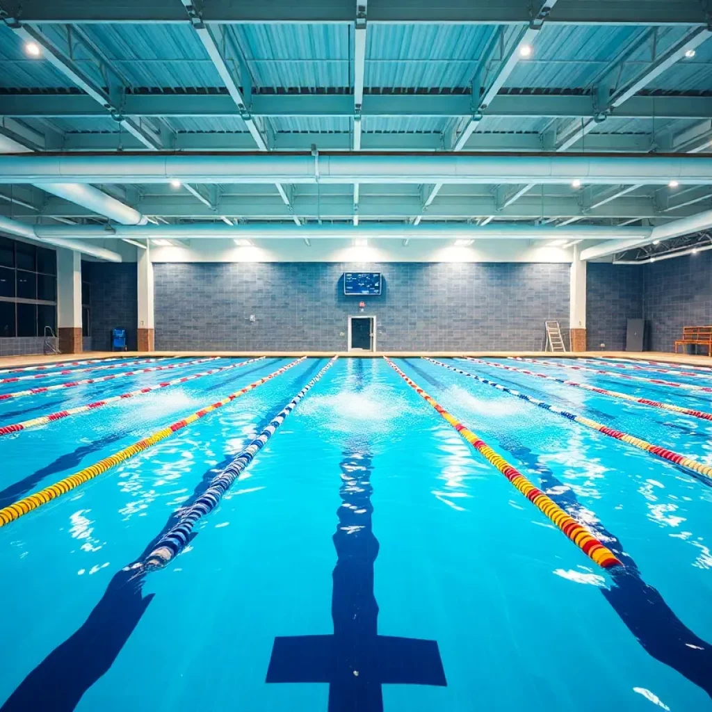 Swimmers practicing in the renovated Martin County High School pool