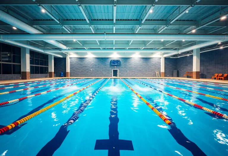 Swimmers practicing in the renovated Martin County High School pool