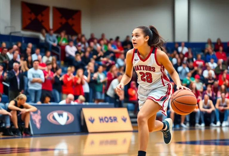 Female basketball player in action on the court