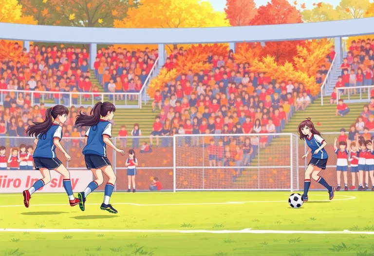 High school girls soccer match in progress