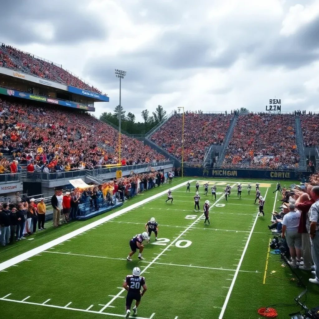High school football action in Michigan