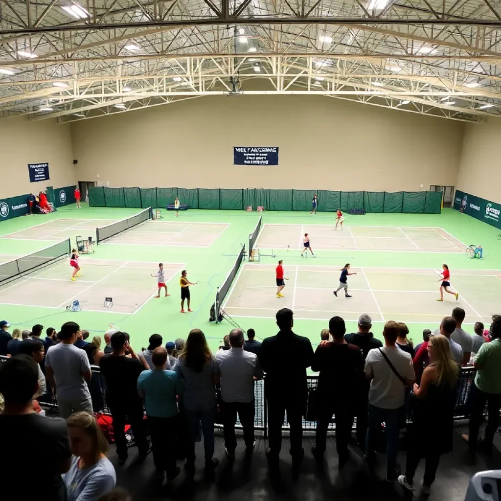 Players competing at the Michigan High School Tennis Finals in Midland