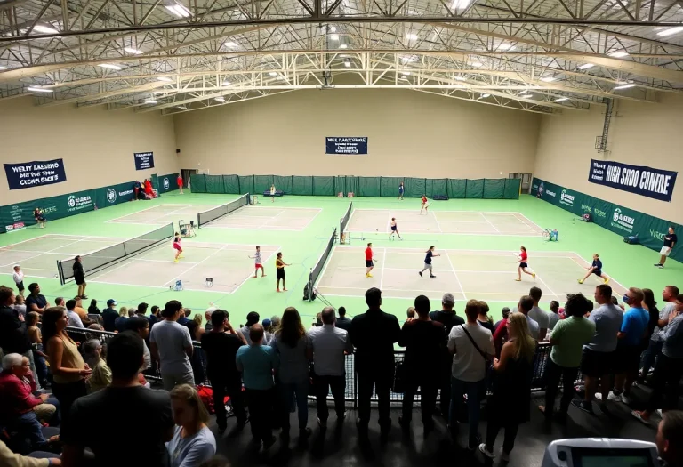 Players competing at the Michigan High School Tennis Finals in Midland