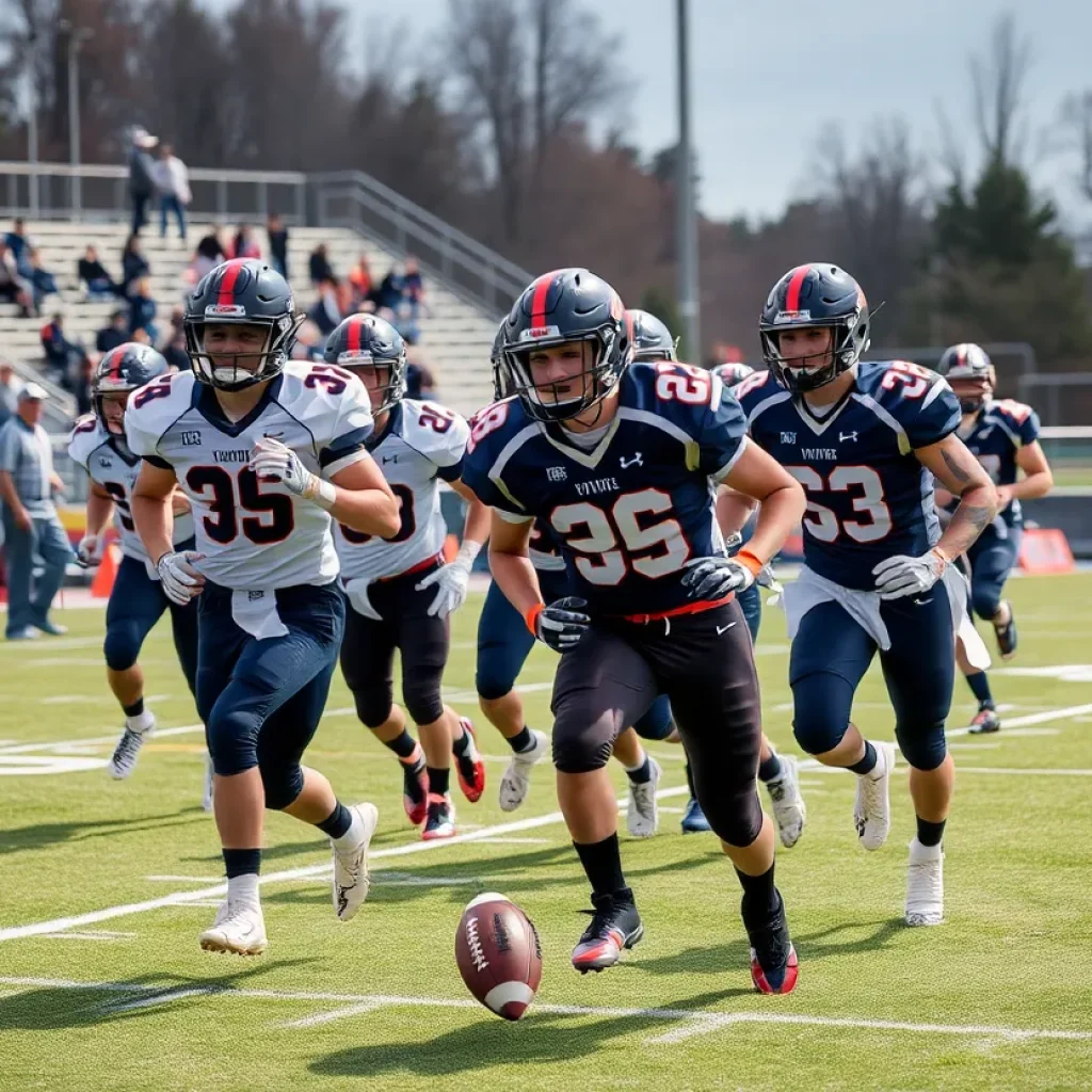 Players competing in a high school football game