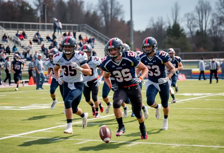 Players competing in a high school football game