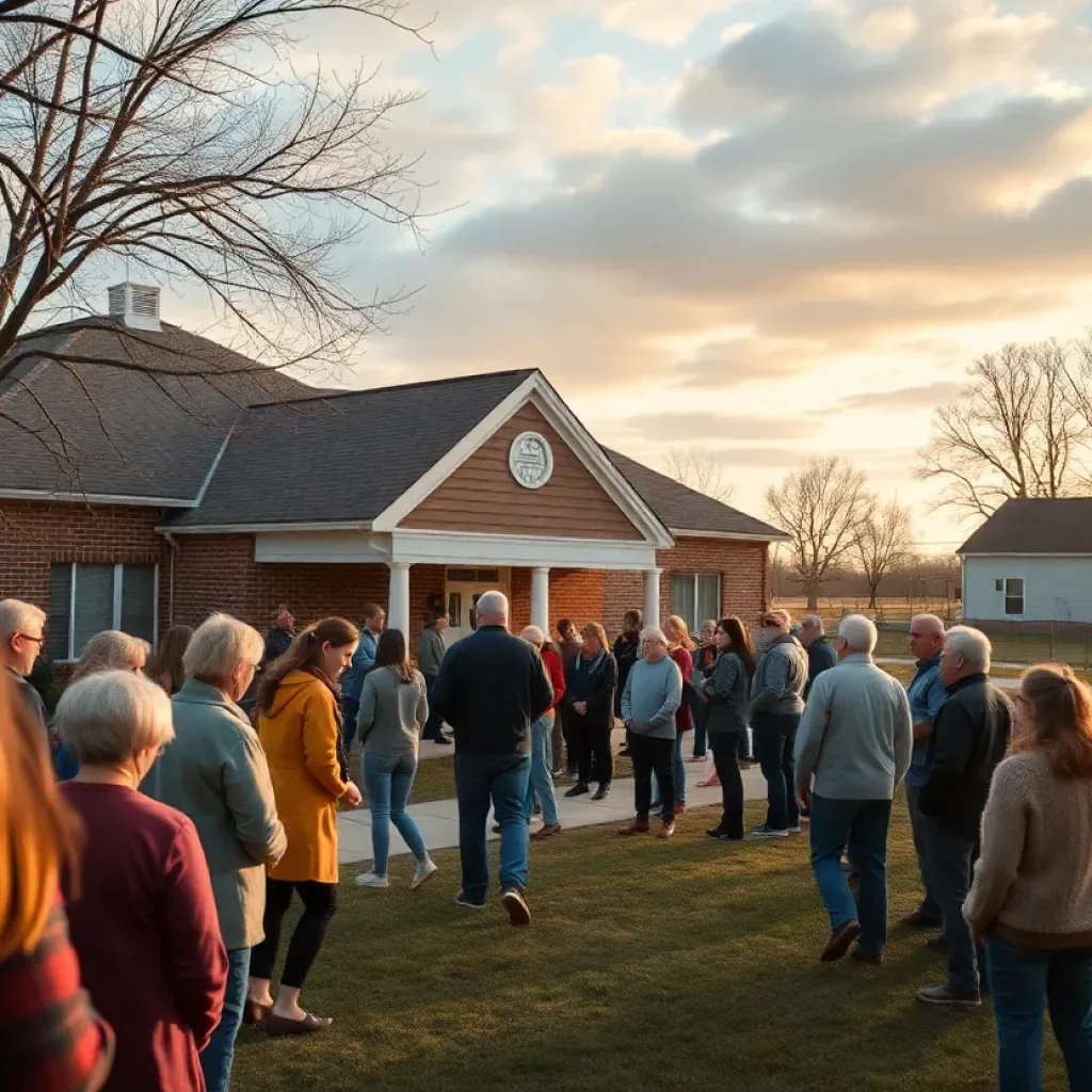 Community gathering in Minco for support after the bus crash