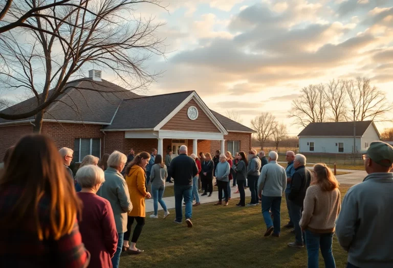 Community gathering in Minco for support after the bus crash