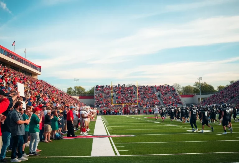 High school football players on the field in Nebraska