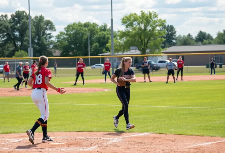 High school softball players in Nebraska competing on the field