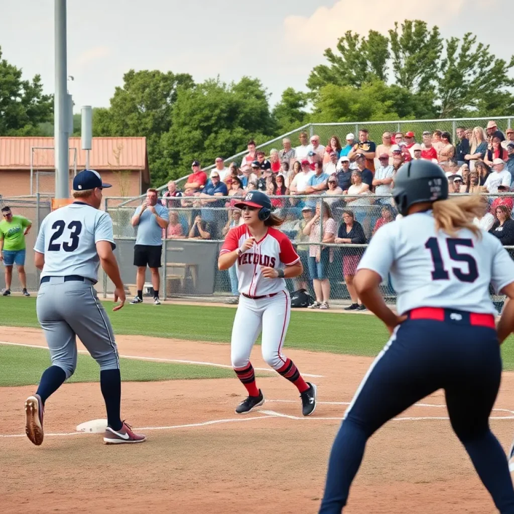 Nebraska high school softball teams competing on the field