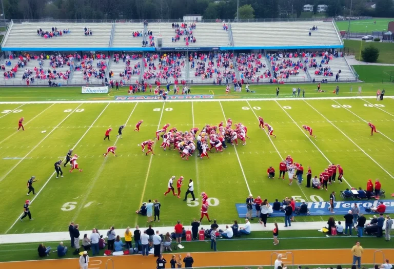 High school football teams competing on the field