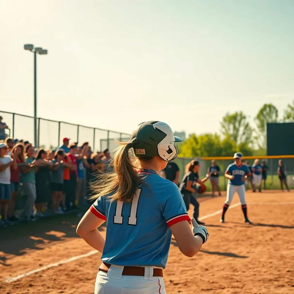 High school softball teams competing in a game
