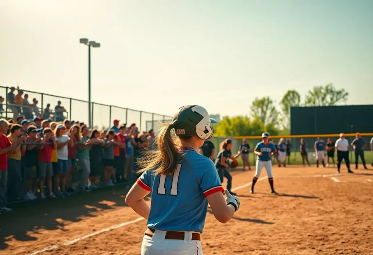 High school softball teams competing in a game