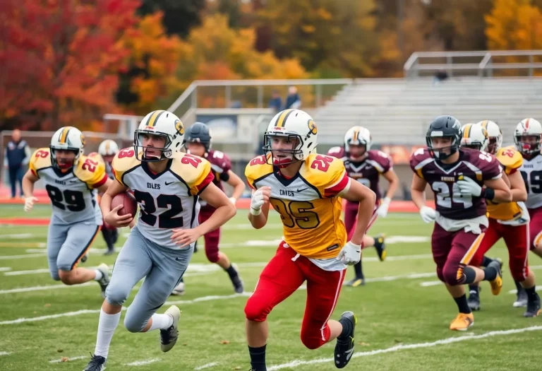 Football players in action during a Pennsylvania high school game
