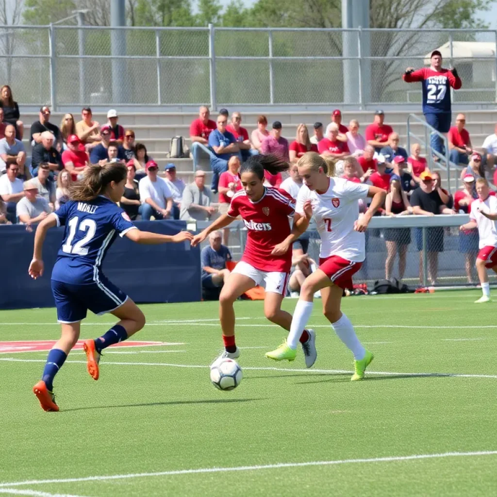 High school soccer players competing in Paducah, Kentucky