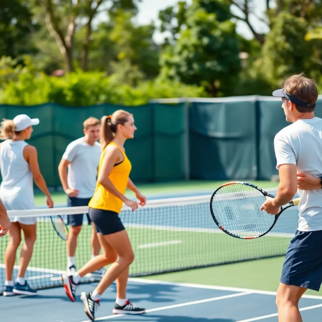 Pahrump Valley High School tennis players competing on the court