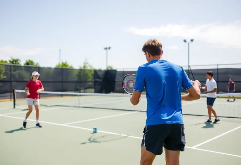 Pahrump Valley High School tennis players in action during a match against Bishop Gorman.