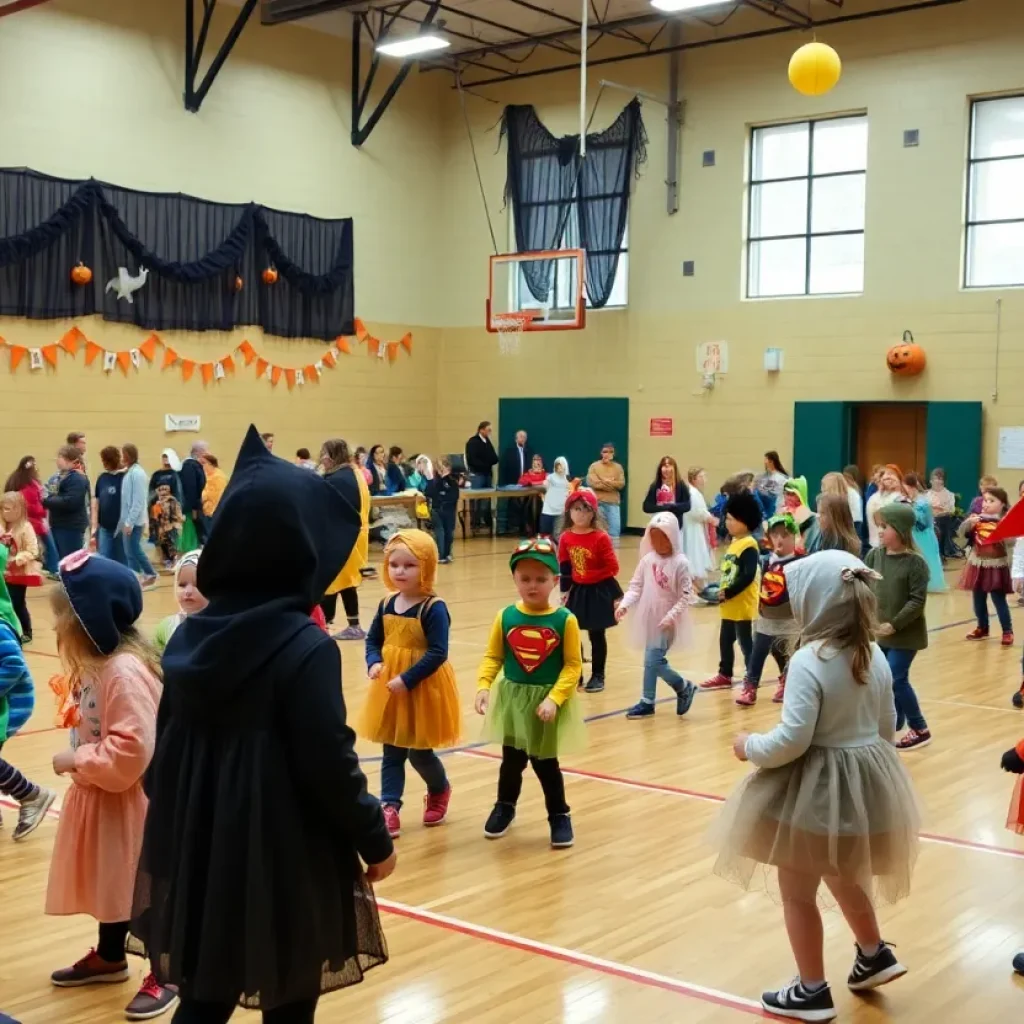 Children enjoying games at Pelham High School Halloween Trick or Treat event