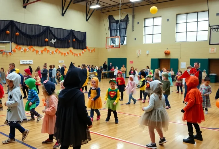Children enjoying games at Pelham High School Halloween Trick or Treat event