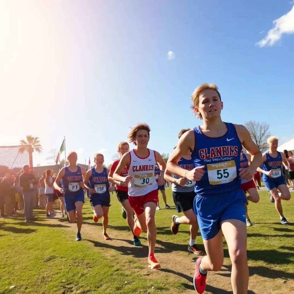 High school cross country runners competing at the Daphne Invitational.