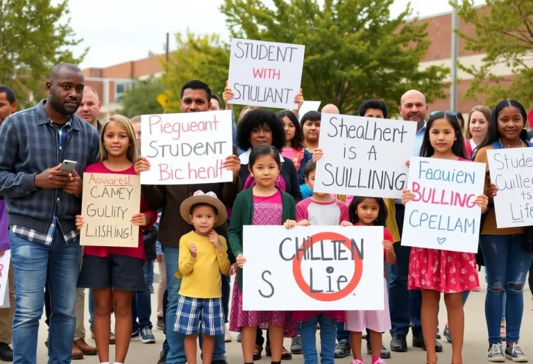 Community members supporting student safety at Weiss High School