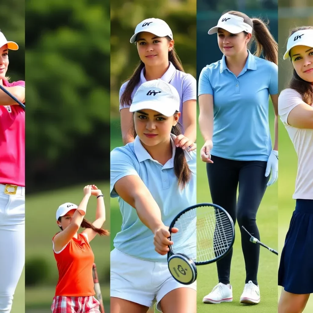 Female athletes playing golf and tennis in Racine County