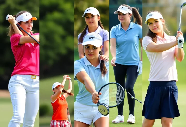 Female athletes playing golf and tennis in Racine County