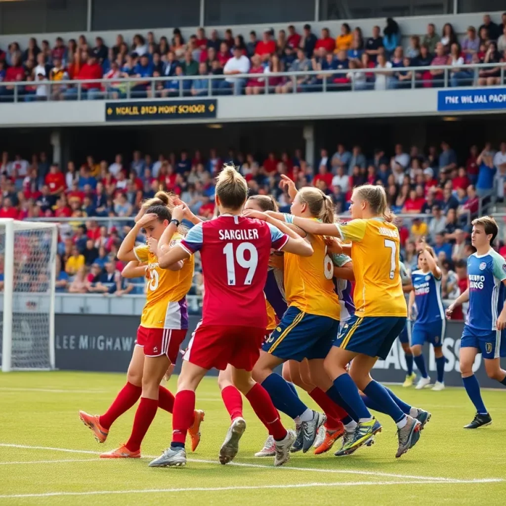 Ralston Valley boys soccer team celebrating a goal during the match.