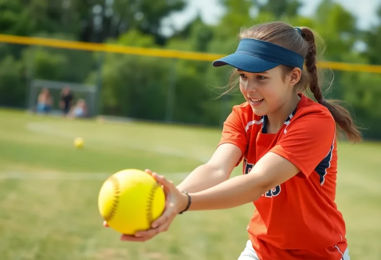 Softball player in action on the field