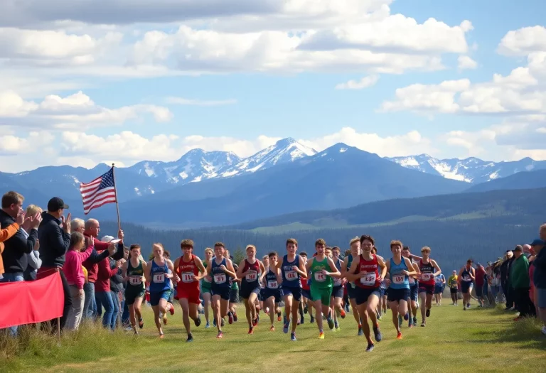 Runners from Salida High School competing in a cross country meet in Colorado