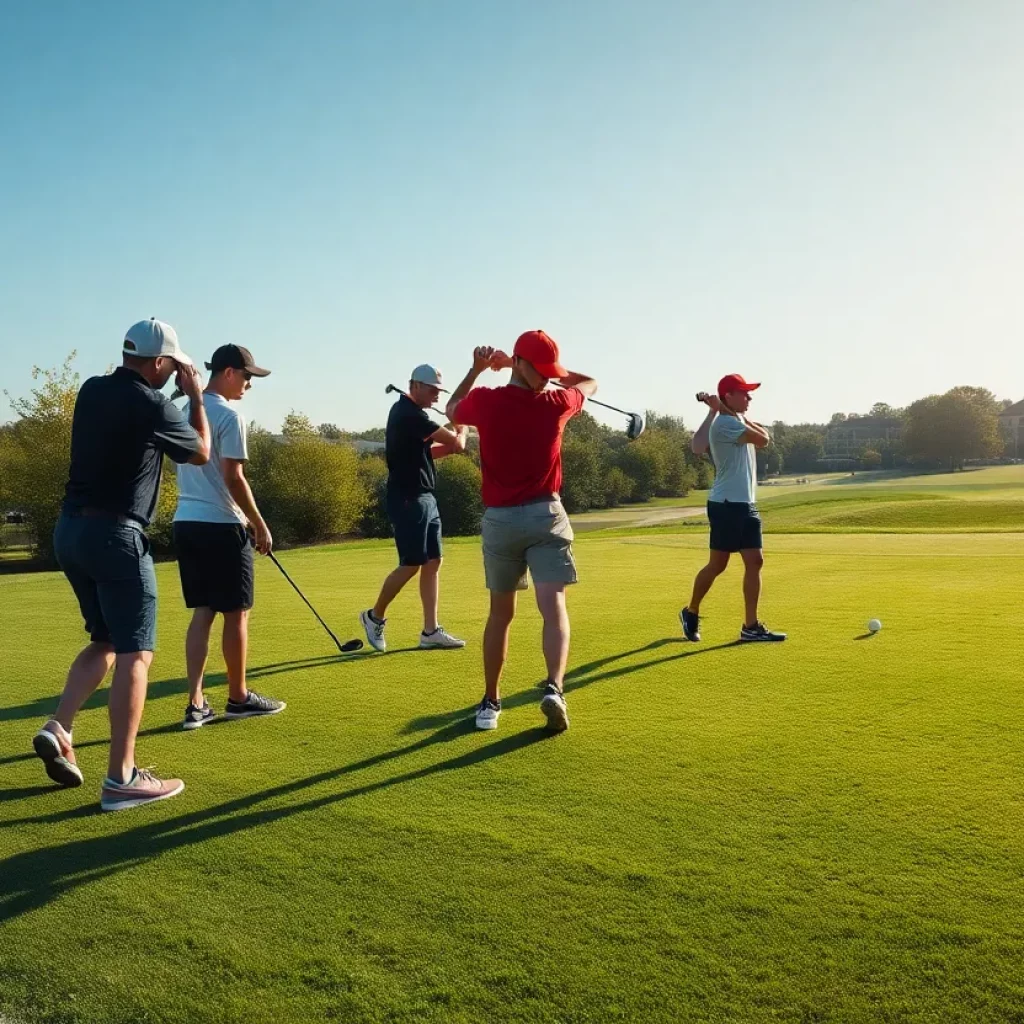 Players from Salida High School golf team practicing on the course.