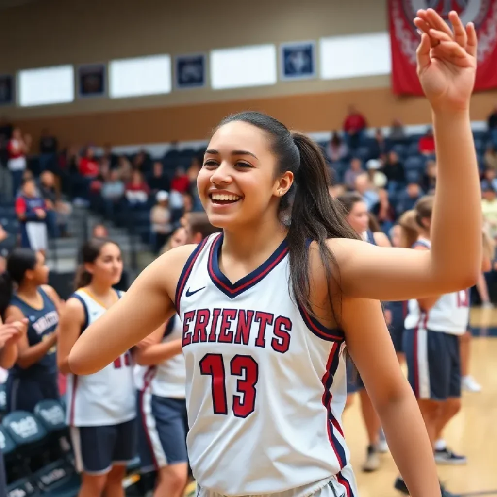 High school athlete celebrating her commitment to a college basketball program