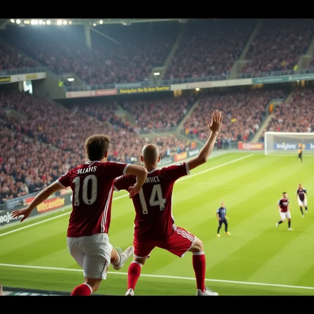 Players in action during a high school soccer match at Flinn Stadium.