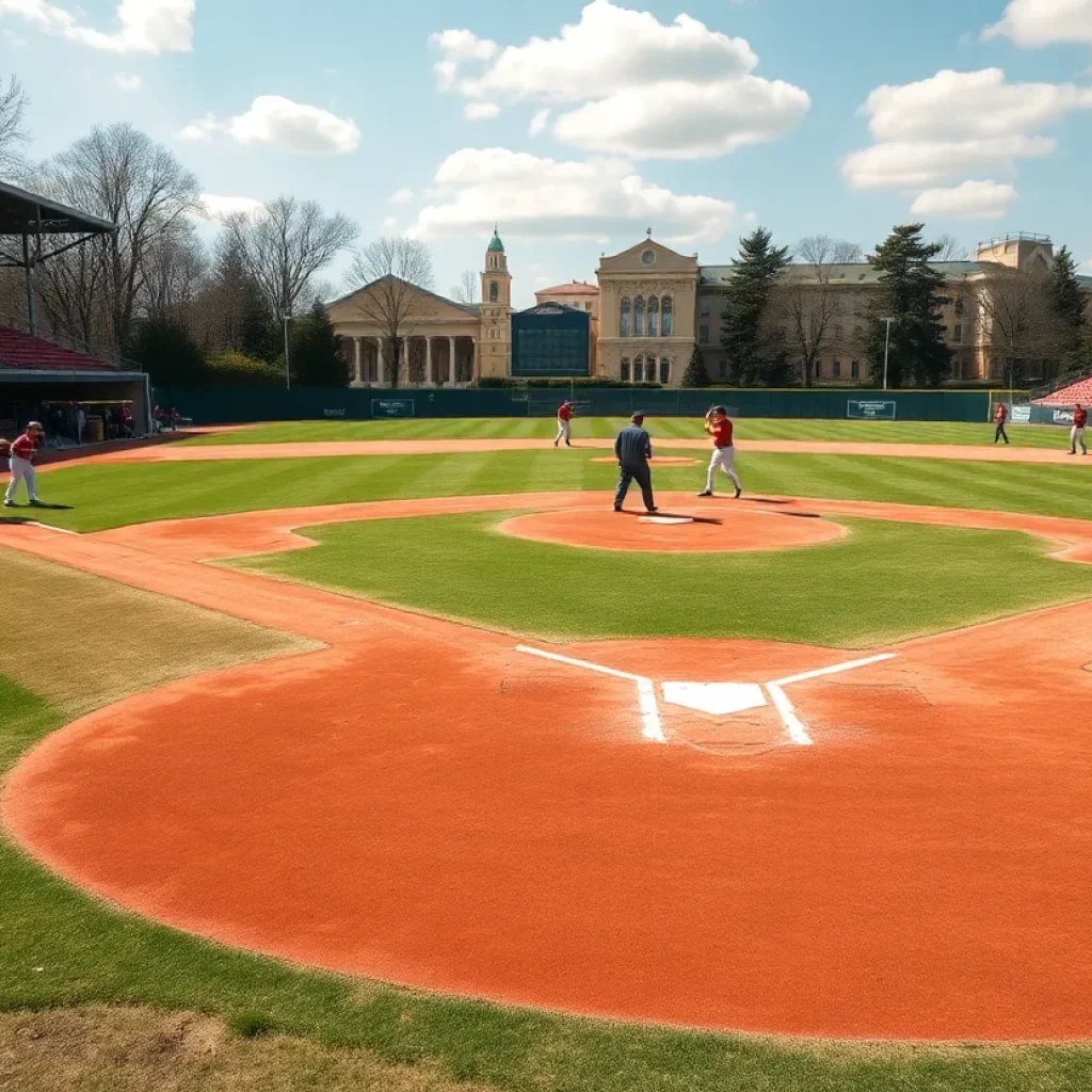 Players from South Christian baseball team practicing on the field