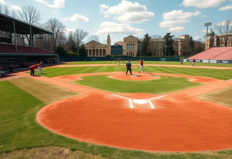 Players from South Christian baseball team practicing on the field
